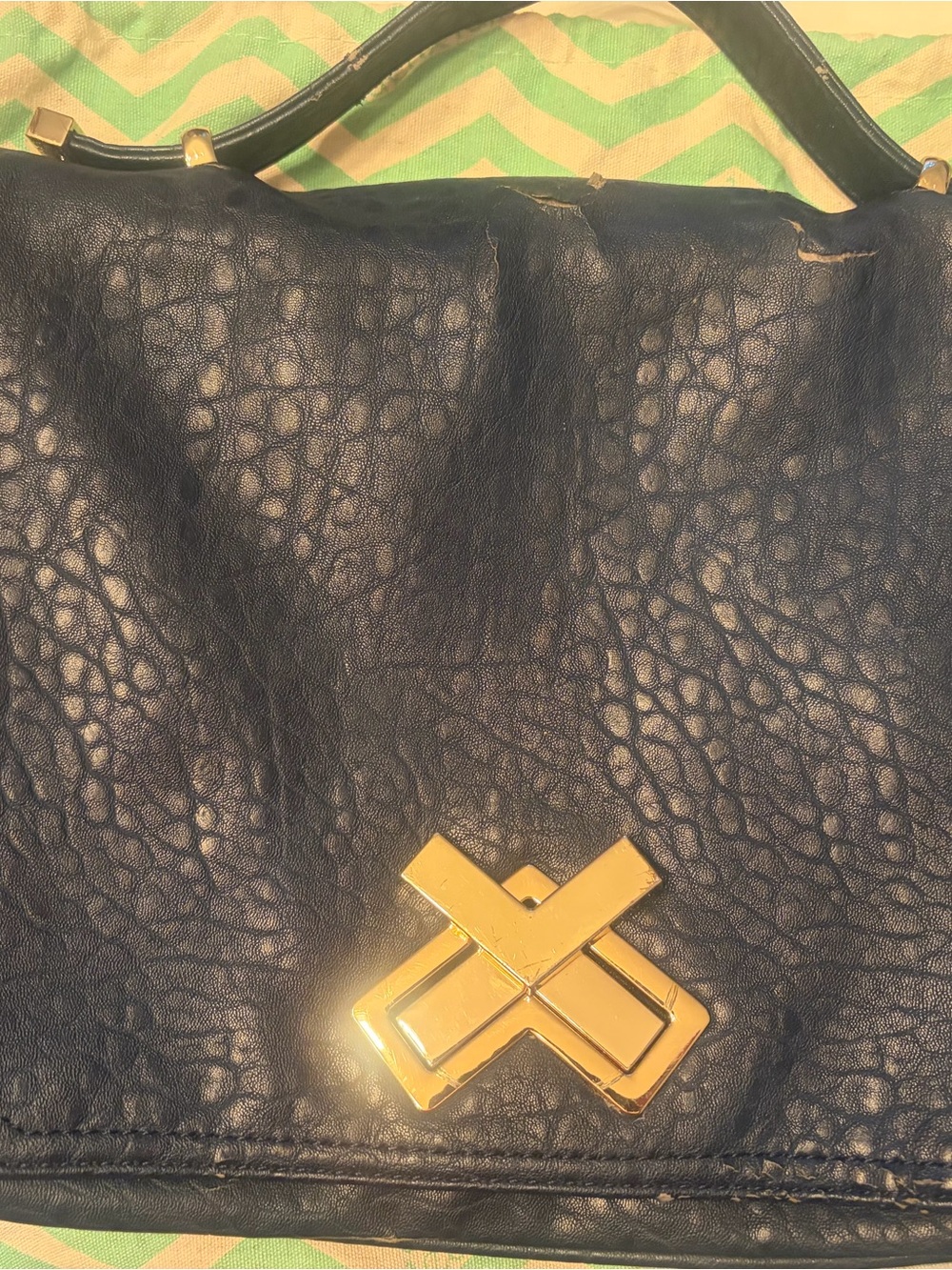 Deux Lux Double Cross Satchel Black Shoulder Bag